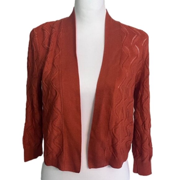 89th & Madison Orange Open Knit Cardigan in Small - Picture 1 of 13